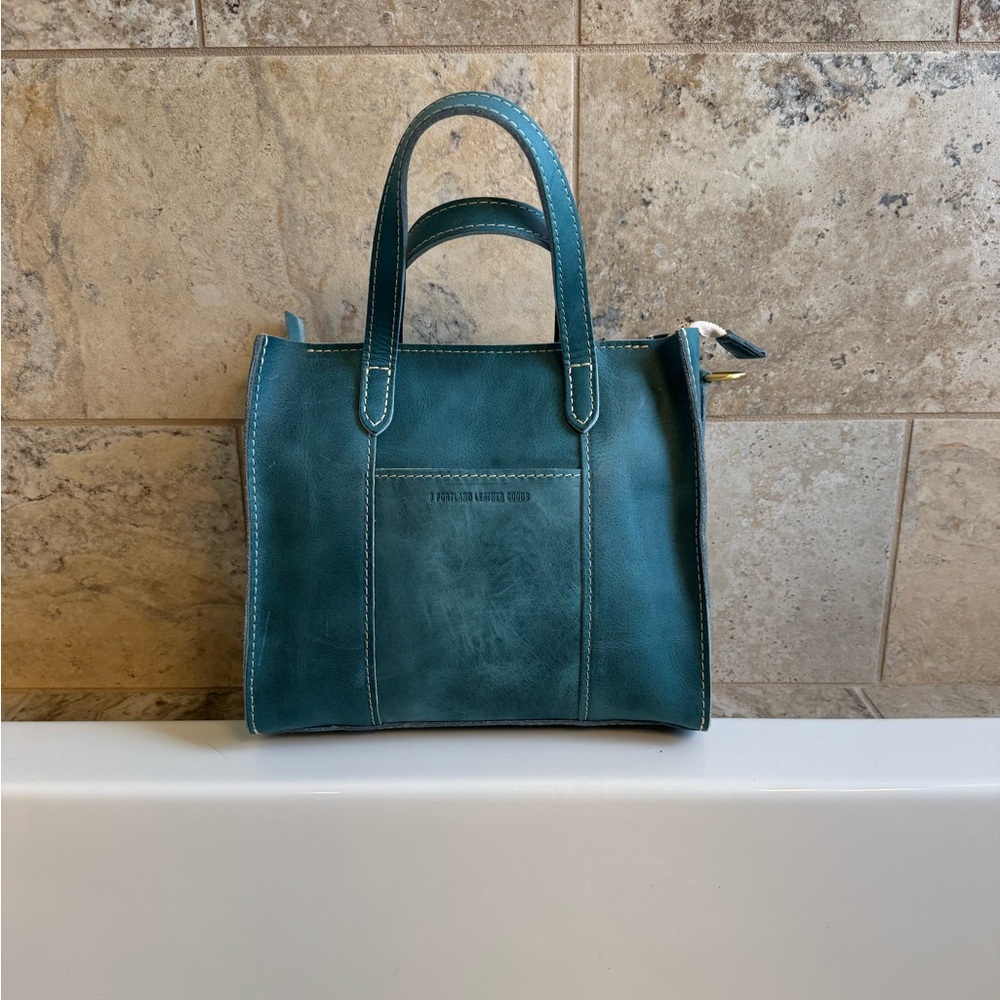 Portland Leather Aqua Lola Crossbody Tote